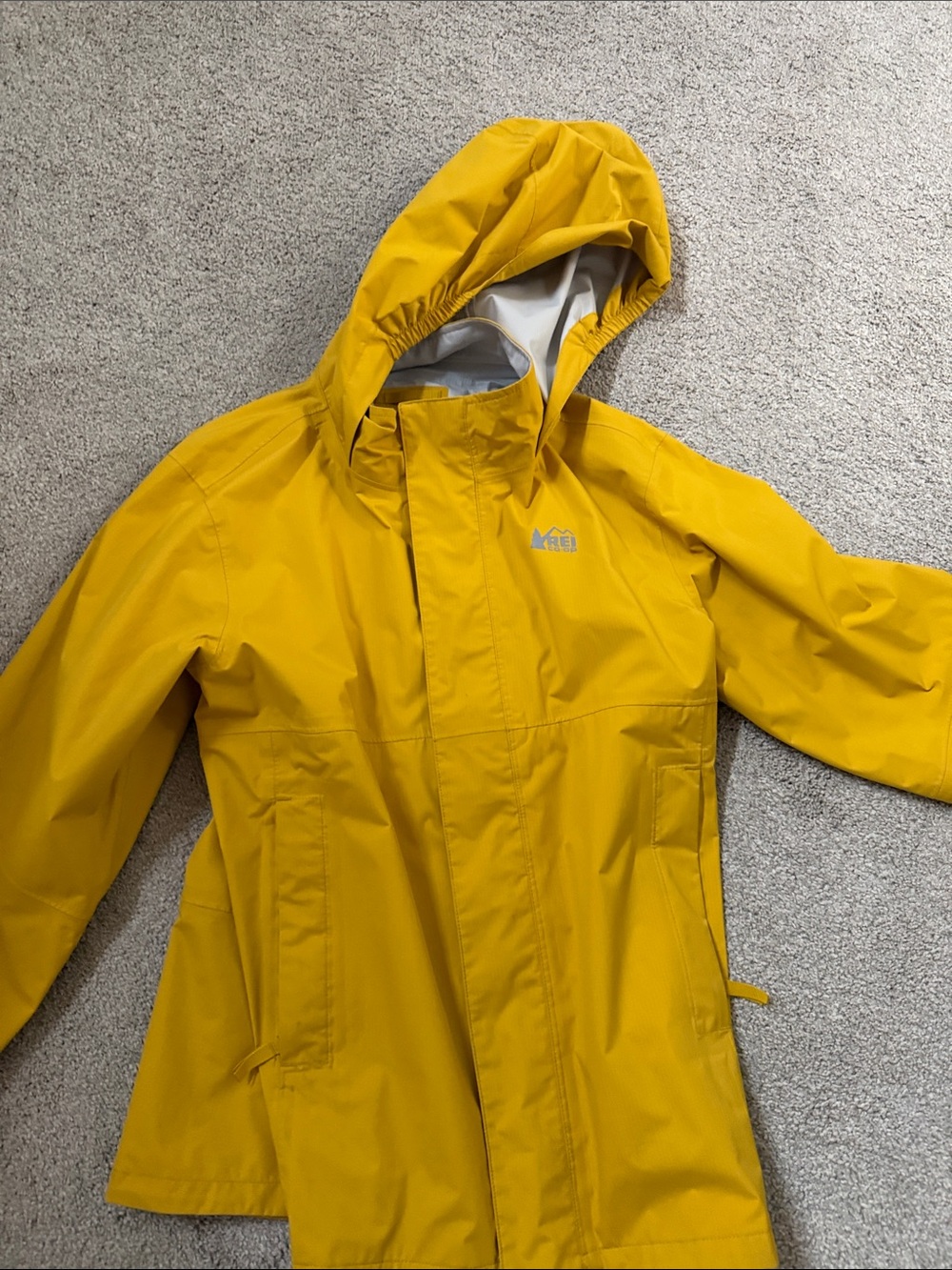 REI Kids Yellow Hooded Raincoat - Classic Waterproof Shell